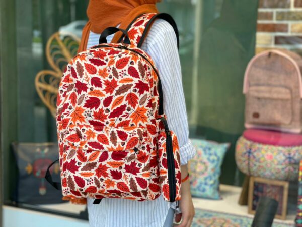 ست کوله پشتی و جامدادی برگ پاییزی نارنجی
