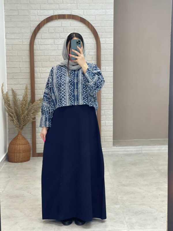 ست دو تیکه سین آبی طرح سفید