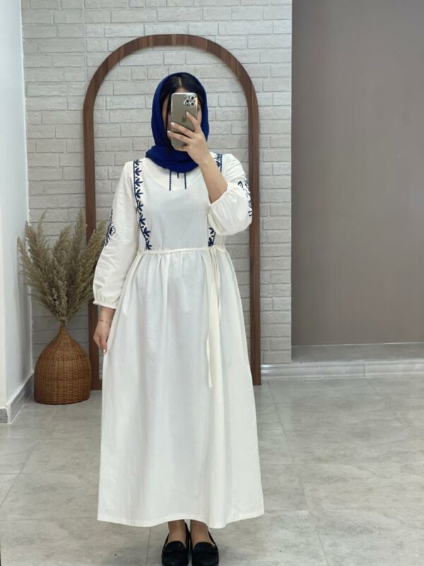 پیراهن ترنج گلدوزی سورمه ای