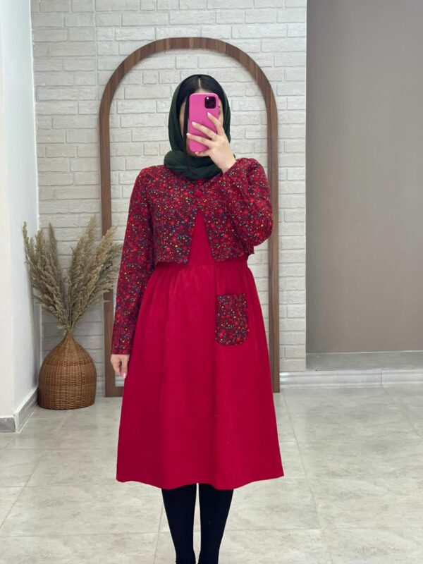 ست پرناز پاییزه گلگلی قرمز زرد