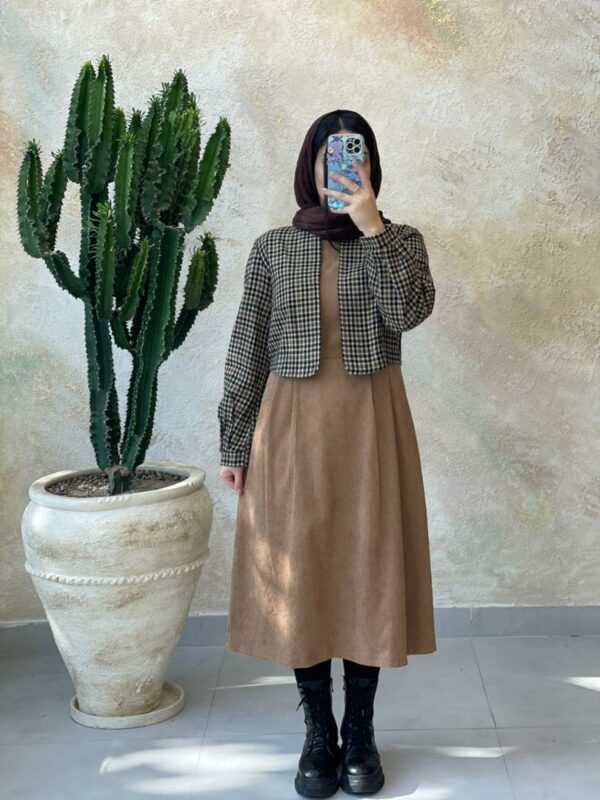 ست دو تیکه دیانا چهارخونه نسکافه ای