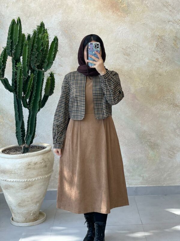 ست دو تیکه دیانا چهارخونه نسکافه ای