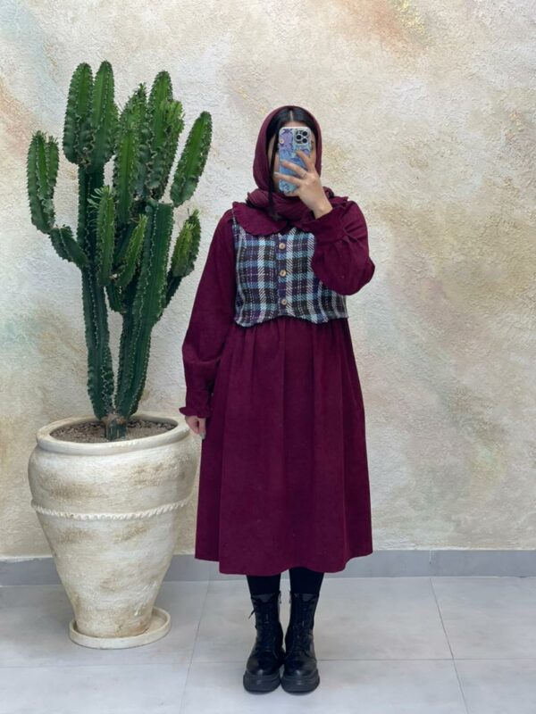 ست دو تیکه ماهنی پاییزه زرشکی سماقی