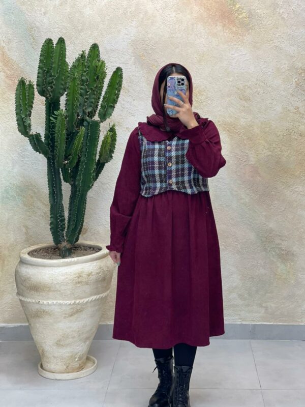 ست دو تیکه ماهنی پاییزه زرشکی سماقی