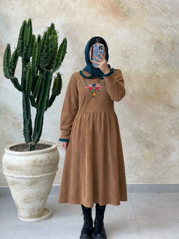 پیراهن جیران نسکافه ای سبز