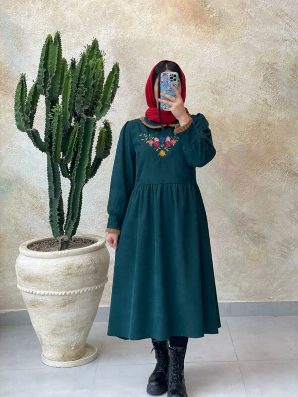 پیراهن جیران سبز نسکافه ای