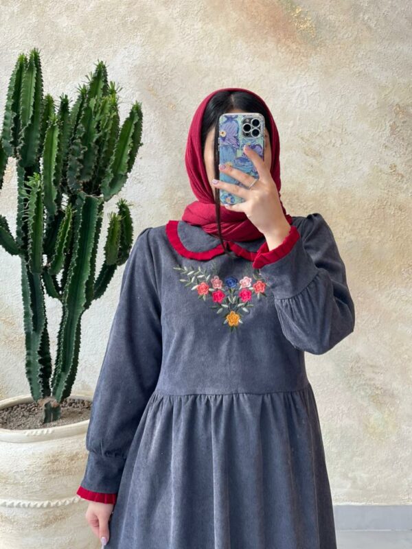 پیراهن جیران طوسی زرشکی