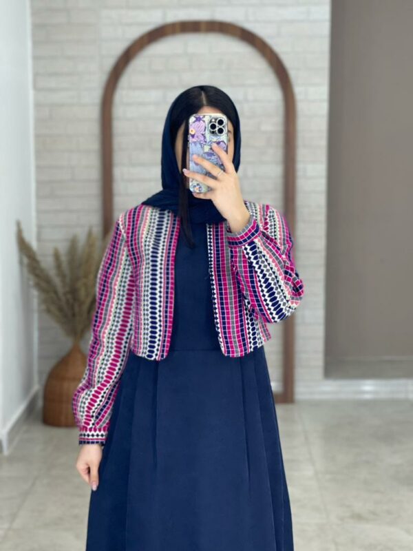 ست دو تیکه دیانا کبریتی سوزندوزی سورمه ای سرخابی