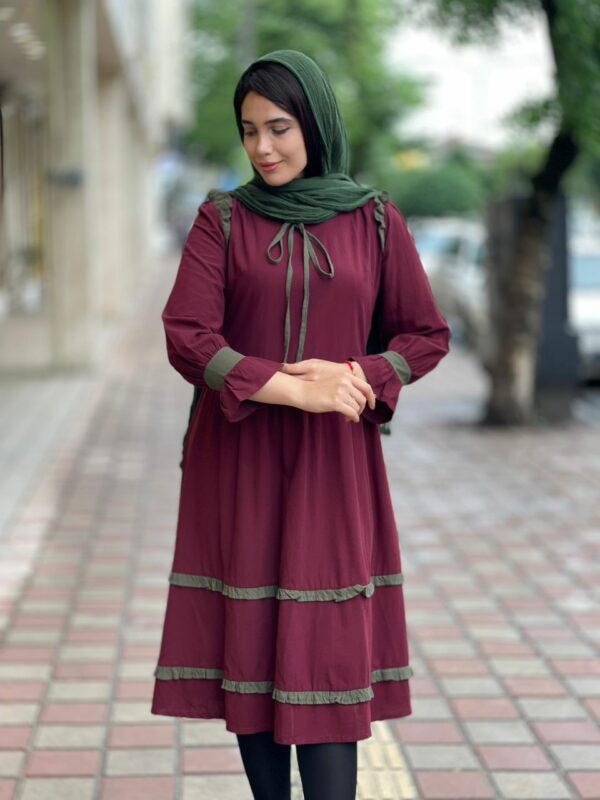 پیراهن چیناز زرشکی یشمی