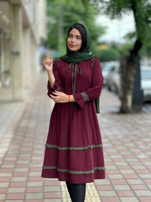 پیراهن چیناز زرشکی یشمی