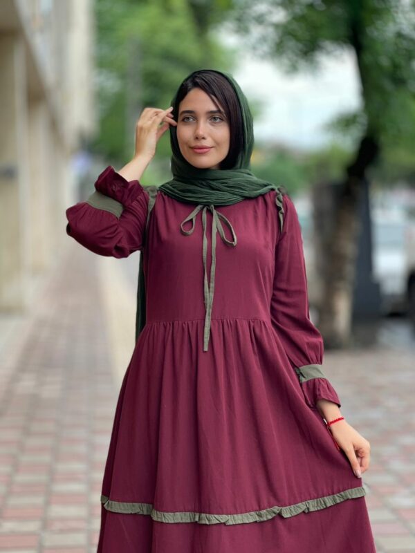 پیراهن چیناز زرشکی یشمی