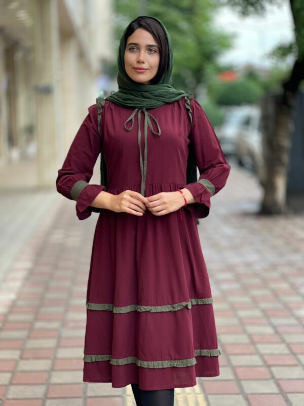 پیراهن چیناز زرشکی یشمی
