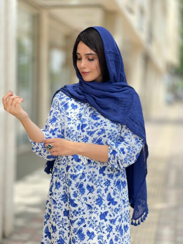 پیراهن میرای سفید آبی
