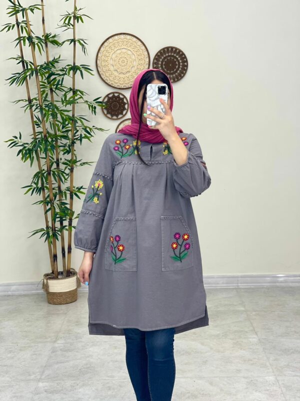 مانتو هفت گل طوسی