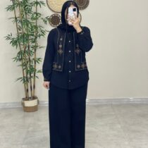 ست سه تیکه دل آوا مشکی نسکافه ای