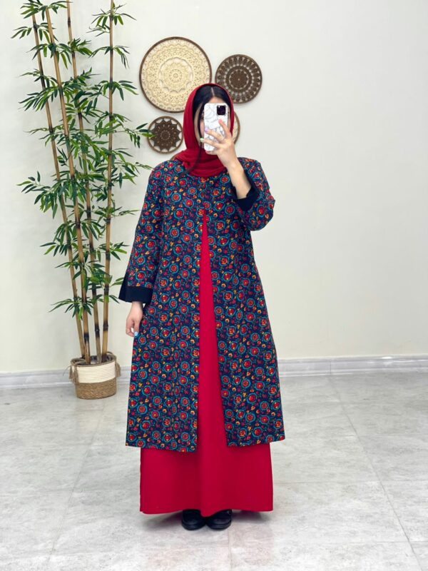 مانتو جیب در پیله سورمه ای آبی