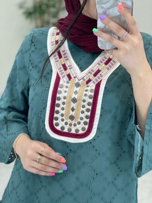 مانتو عروسکی خامه دوزی سبز