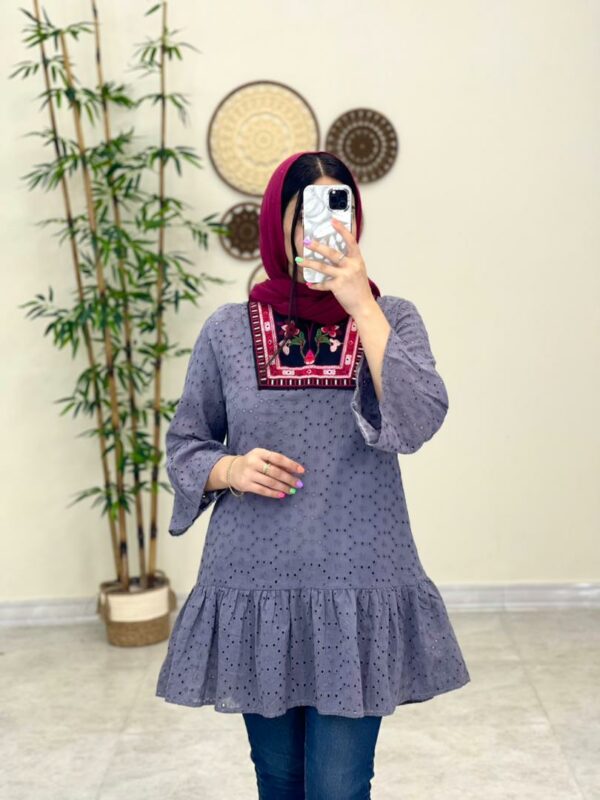 مانتو عروسکی خامه دوزی طوسی