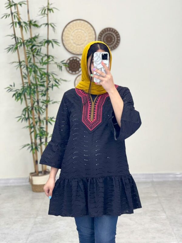 مانتو عروسکی خامه دوزی مشکی