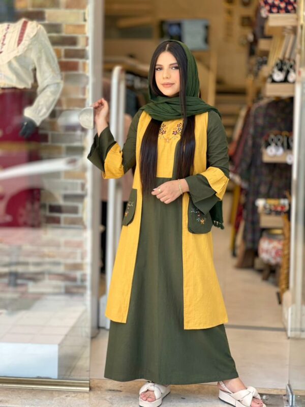 ست دو تیکه سروا خردلی یشمی
