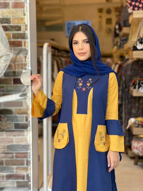 ست دو تیکه سروا خردلی سورمه ای(آبی نفتی)