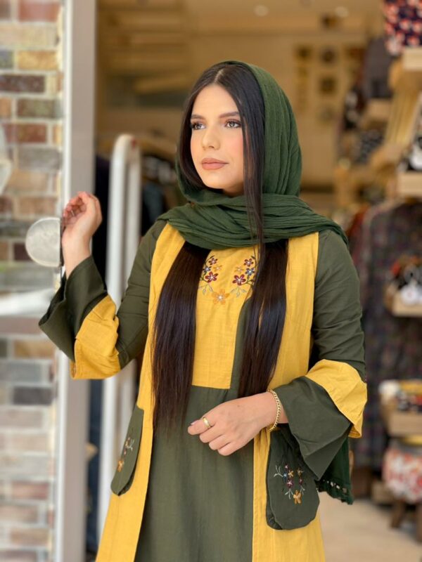 ست دو تیکه سروا خردلی یشمی