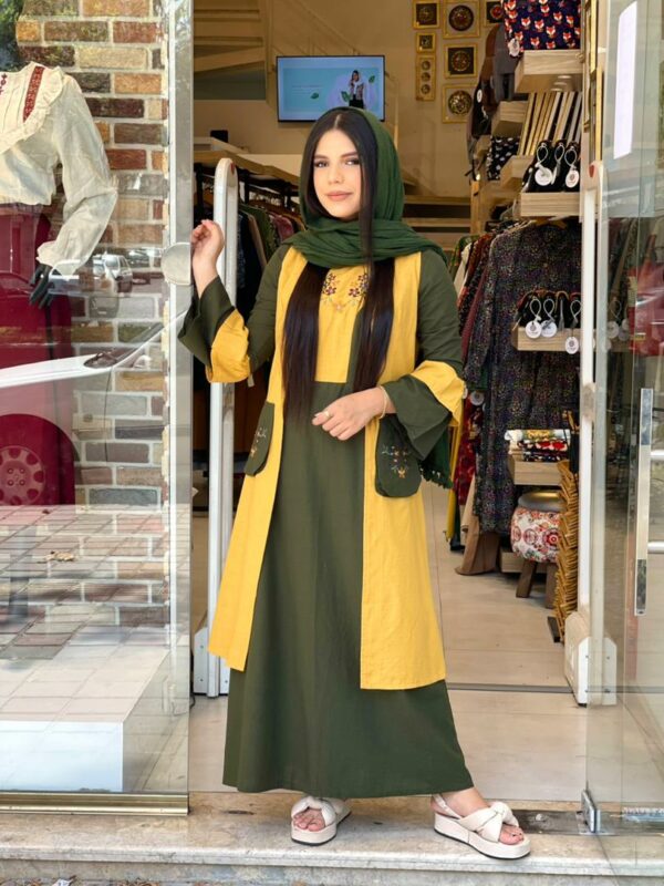 ست دو تیکه سروا خردلی یشمی