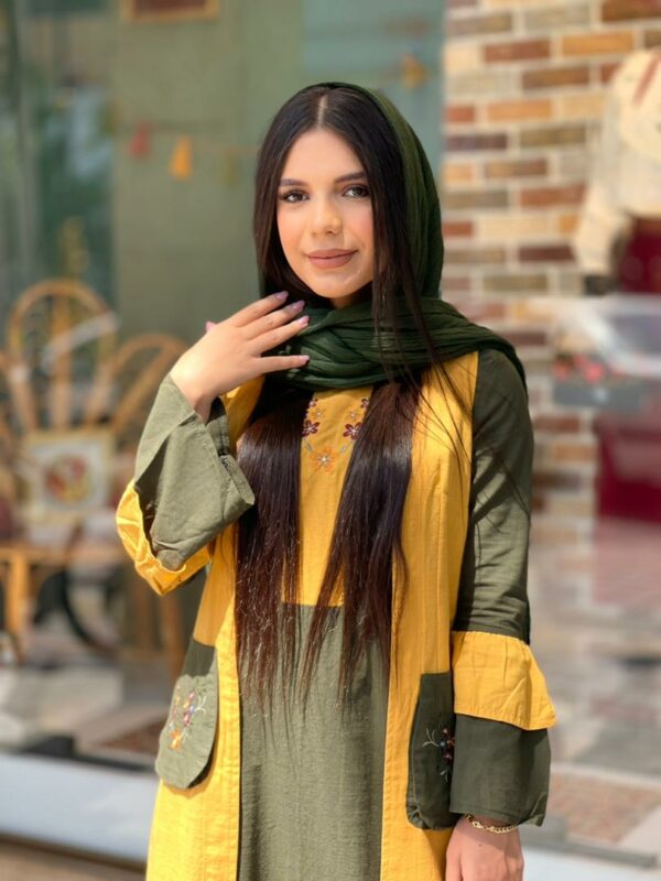ست دو تیکه سروا خردلی یشمی