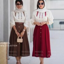 ست شومیز دامن سالیا شکلاتی