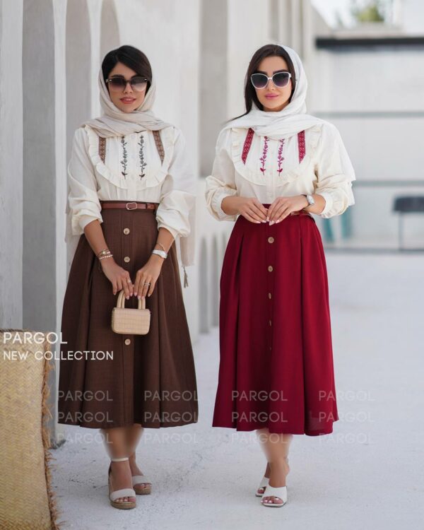 ست شومیز دامن سالیا زرشکی