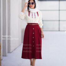 ست شومیز دامن سالیا زرشکی