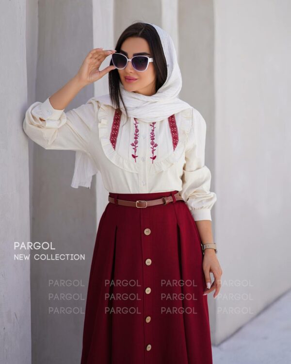 ست شومیز دامن سالیا زرشکی
