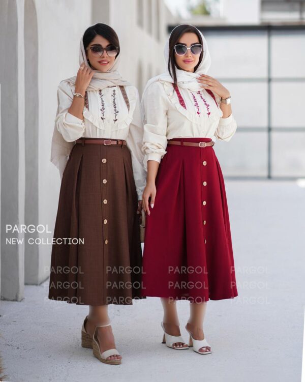 ست شومیز دامن سالیا زرشکی