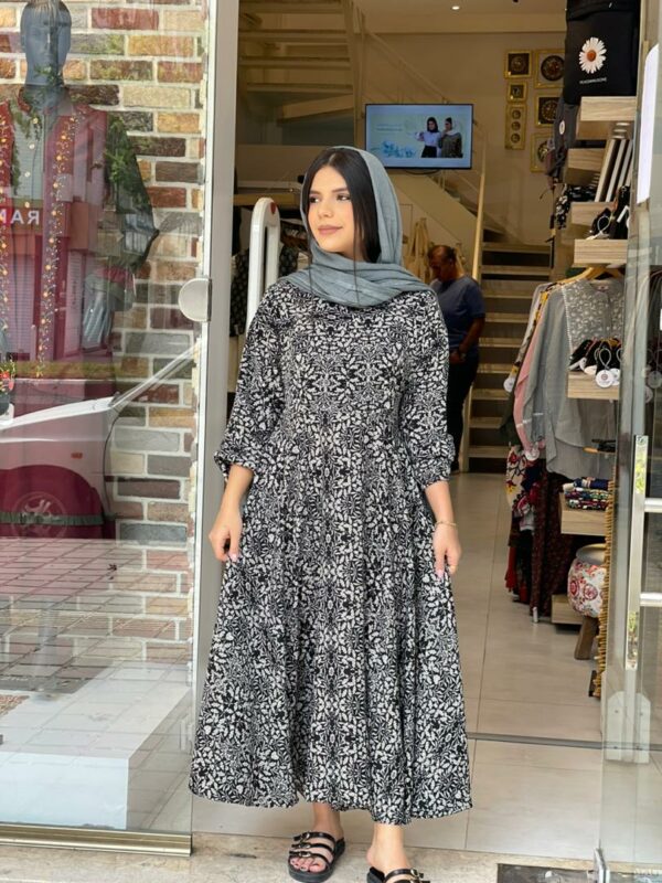 پیراهن الیزه مشکی کرم