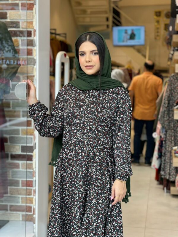 پیراهن الیزه مشکی سفید قرمز