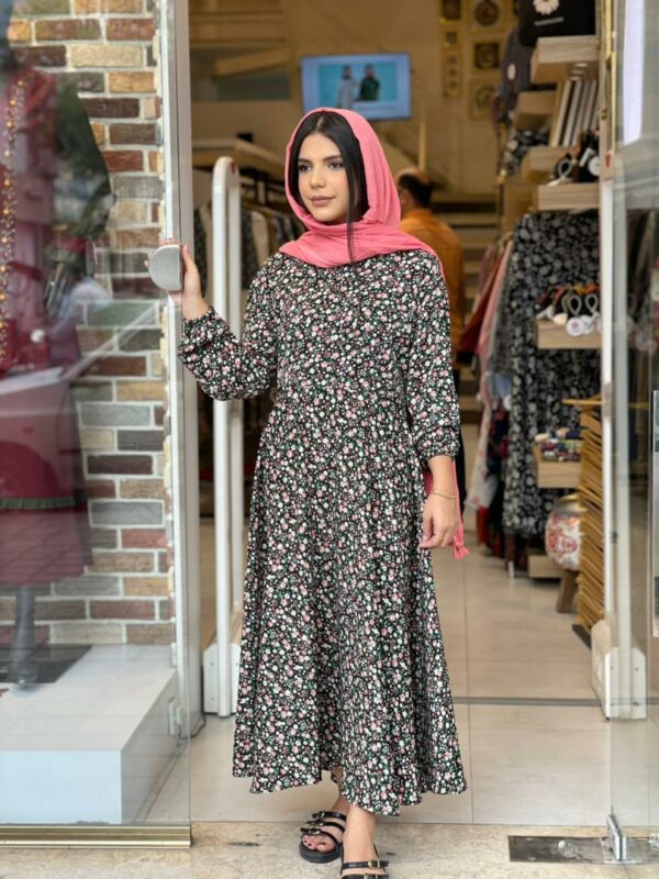 پیراهن الیزه مشکی سفید صورتی