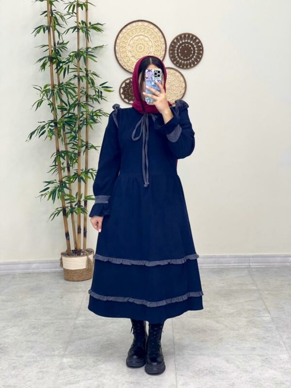 پیراهن کبریتی چیناز سورمه ای طوسی پاییزه