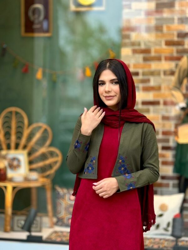 کت و سارافون مهر پاییزه آلبالویی سبز