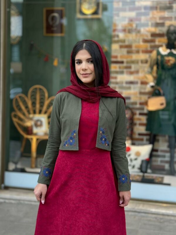کت و سارافون مهر پاییزه آلبالویی سبز