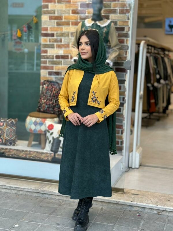 کت و سارافون مهر پاییزه سبز کله غازی خردلی