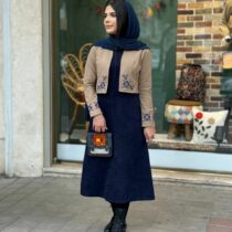 کت و سارافون مهر پاییزه نسکافه ای سورمه ای