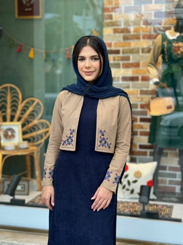 کت و سارافون مهر پاییزه نسکافه ای سورمه ای