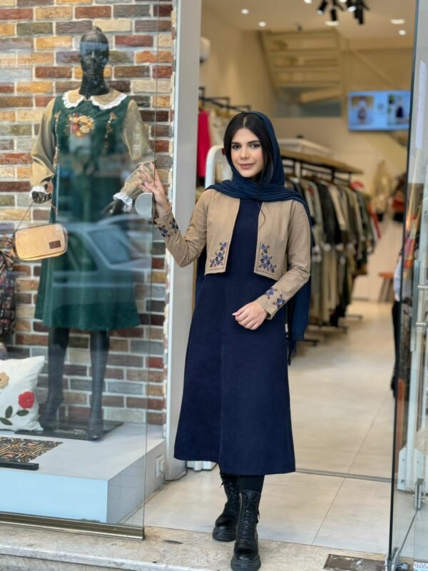 کت و سارافون مهر پاییزه نسکافه ای سورمه ای