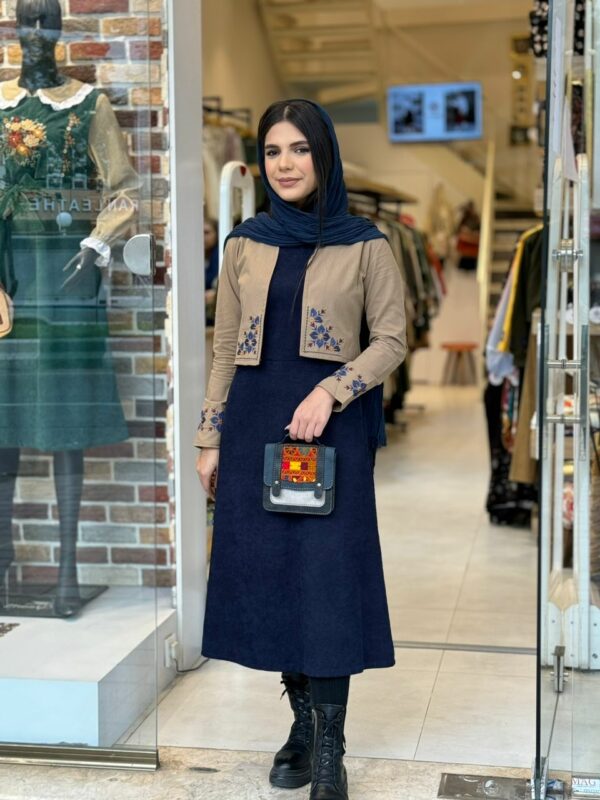 کت و سارافون مهر پاییزه نسکافه ای سورمه ای