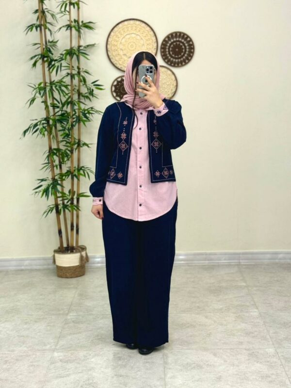 ست سه تیکه دل آوا پاییزه سورمه ای صورتی
