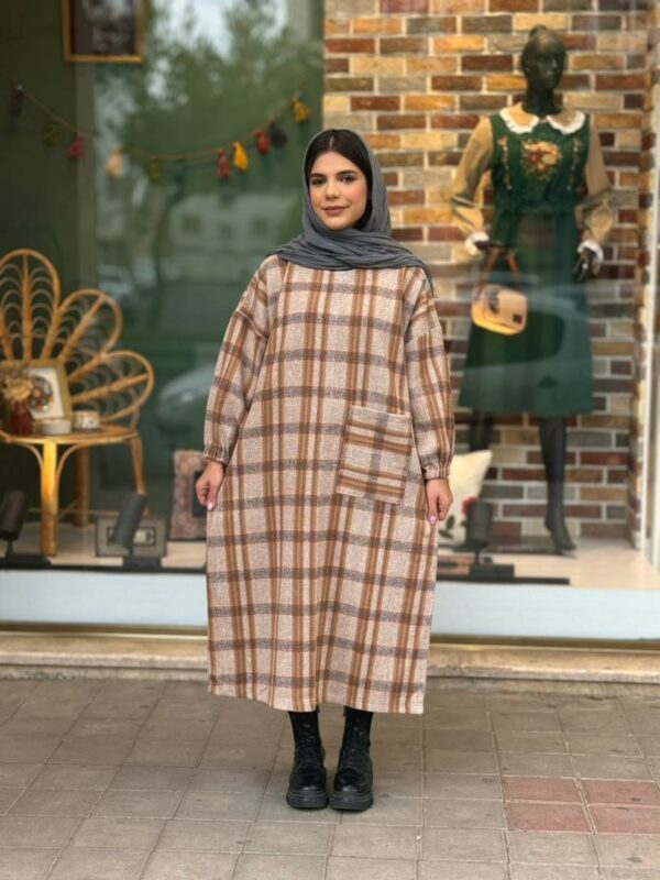 کفتان چهارخونه مانا نسکافه ای آجری