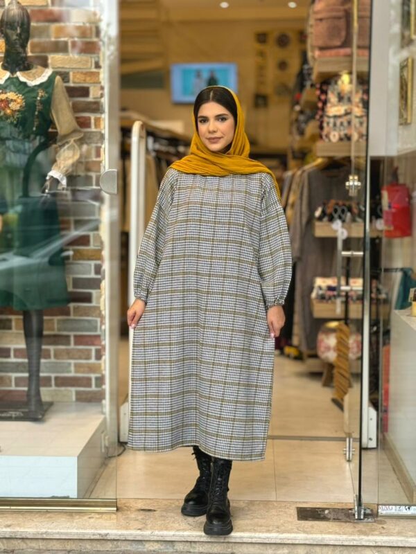 کفتان چهارخونه مانا طوسی لیمویی