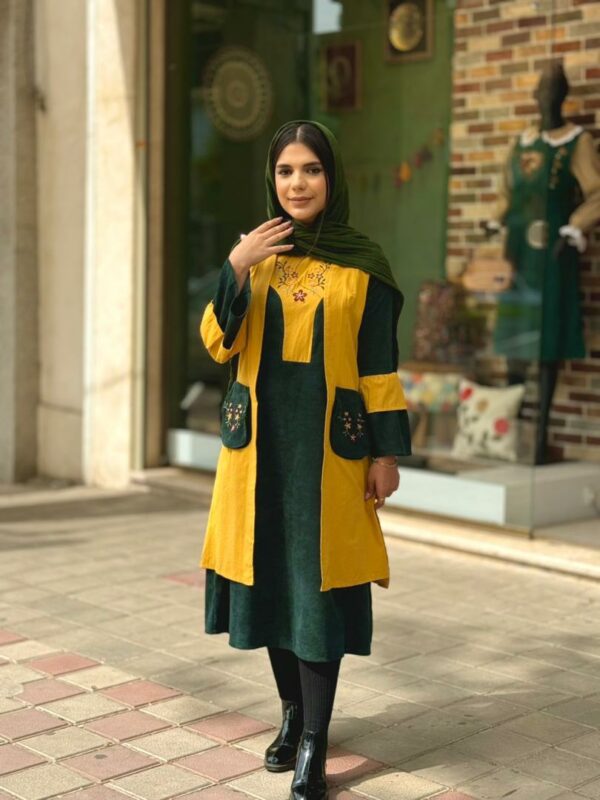 ست سروا پاییزه سبز کله غازی خردلی