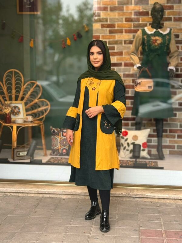 ست سروا پاییزه سبز کله غازی خردلی