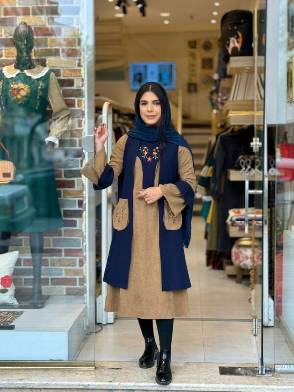 ست سروا پاییزه سورمه ای نسکافه ای